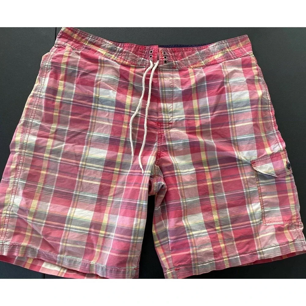 Polo Ralph Lauren Swim Trunks Mens 36 Polo Sport‎ Plaid Board Shorts 90s Vintage